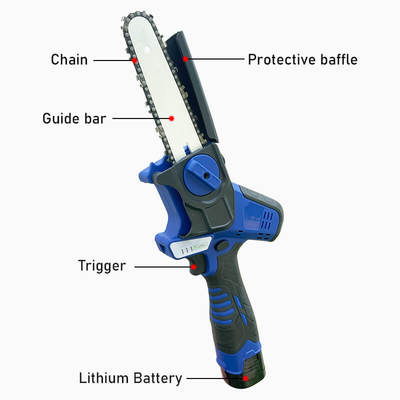 6 Inch Cordless Chainsaw Electric Brushless Motor Pruning Tool with Lubrication Function