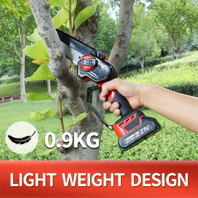 6-Inch Cordless Chainsaw with 21V Battery Brushless Rechargeable Lithium Long Lifetime Long Guide Bar Size