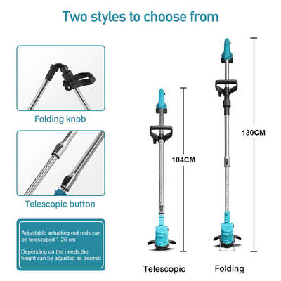 Rechargeable Electric Brush Cutter Cordless Battery Grass Trimmer Portable Lightweight Garden Tool